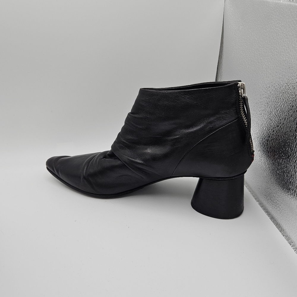 Halmanera black scrunched leather pointed toe heeled ankle boots size 39.5 - Picture 7 of 12